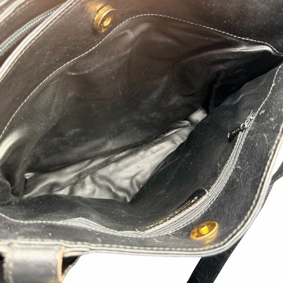 Italian Handmade Black Leather Tote Gold R Logo Shoulder Bag - Picture 9 of 13